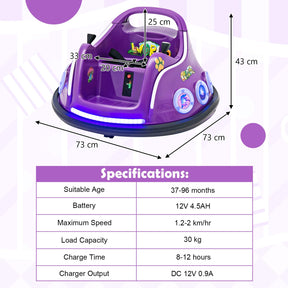 HONEY JOY Kids Ride On Car, 12V Electric Bumper Car for Children W/Remote Control, 360 Degree Spin