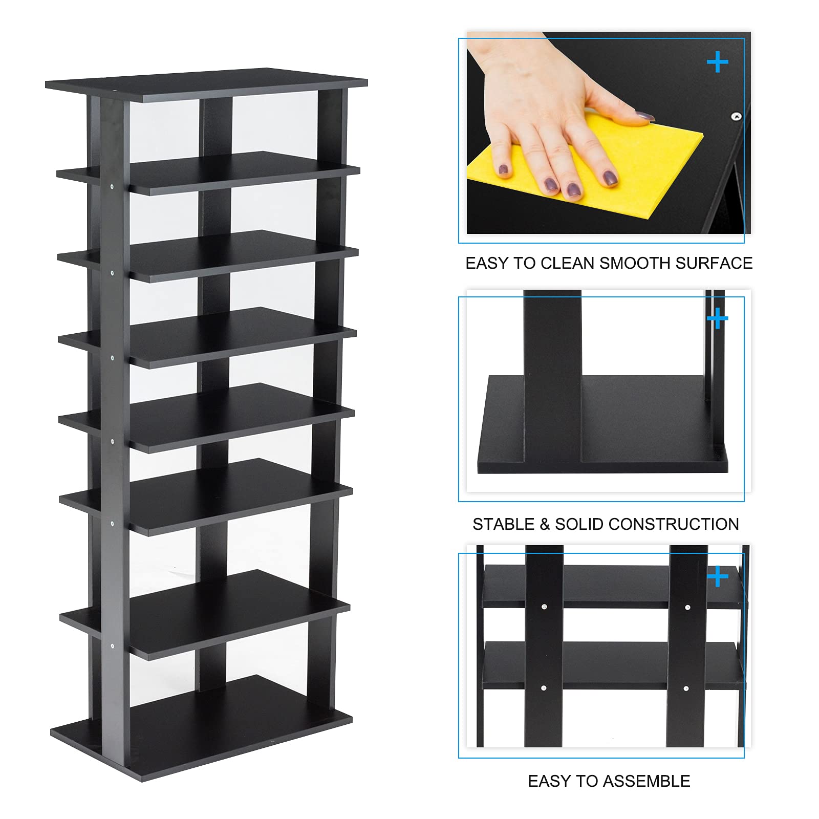Giantex 7-Tier Wooden Shoe Rack, Shoe Storage Tower Multiple Layers, Detachable Board