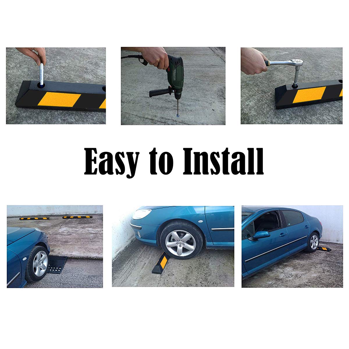 183cm Rubber Parking Block RV Trailer Wheel Tire Stopper Garage Driveway