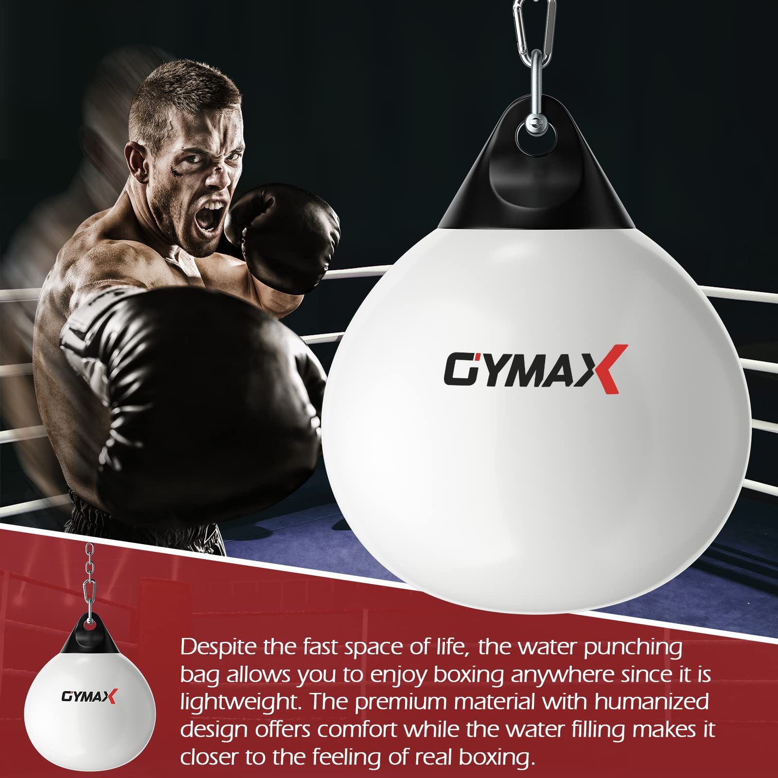 Water Punching Bag, 45cm 50kg Heavy Punching Bag with Adjustable Metal Chain