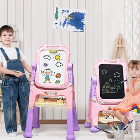Art Easel for Kids, Height Adjustable 360° Rotate Double Sided Standing Art Drawing Board (Red)