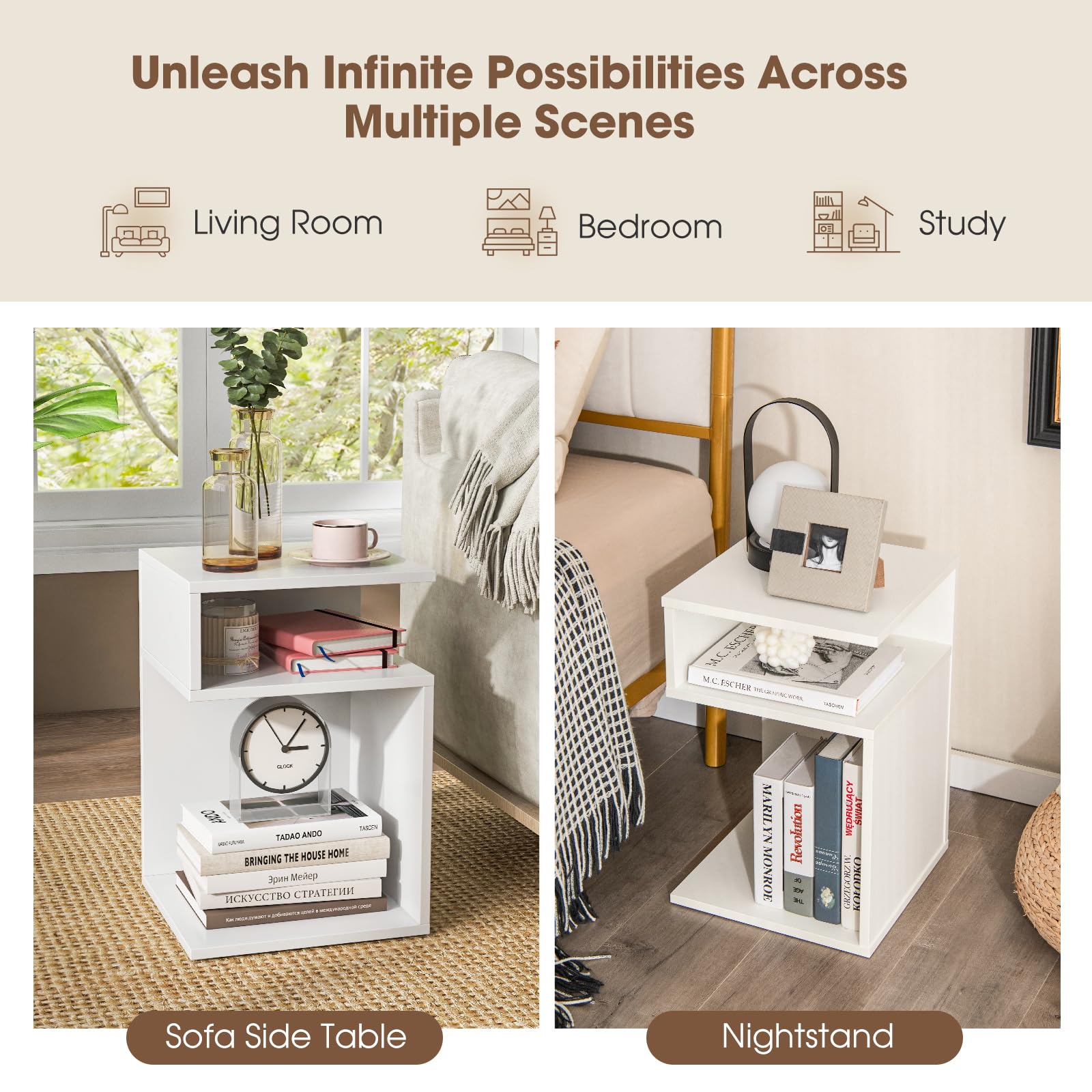 Giantex S-Shaped Side Table for Small Space