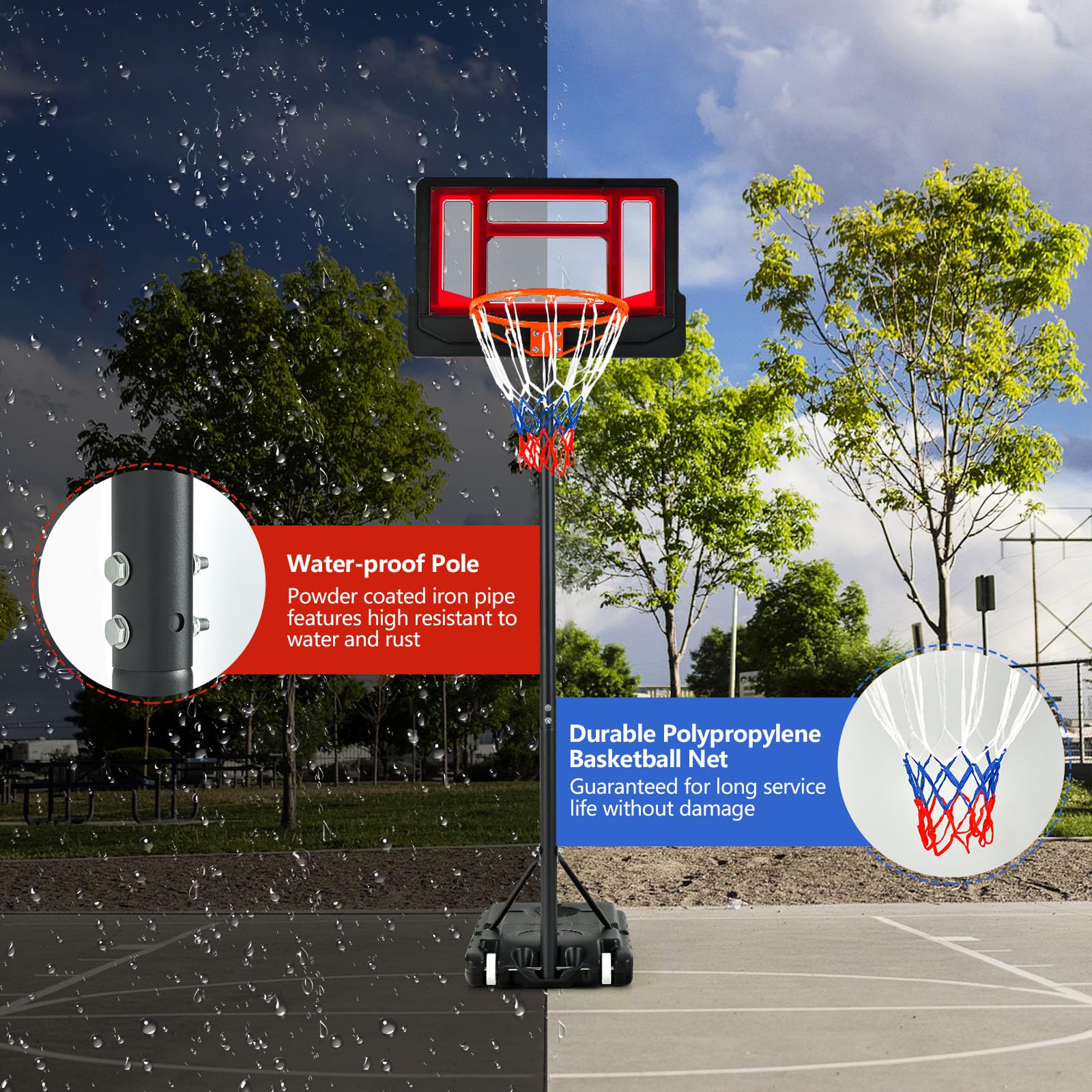Kids Basketball Hoop, Weather-Resistance Basketball Goal Toy with Adjustable Height 132-251cm