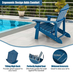 Adirondack Chair, HIPS Adirondack Chair w/Cup Holder, Realistic Wood Grain, Weather Resistant Outdoor Chair for Patio