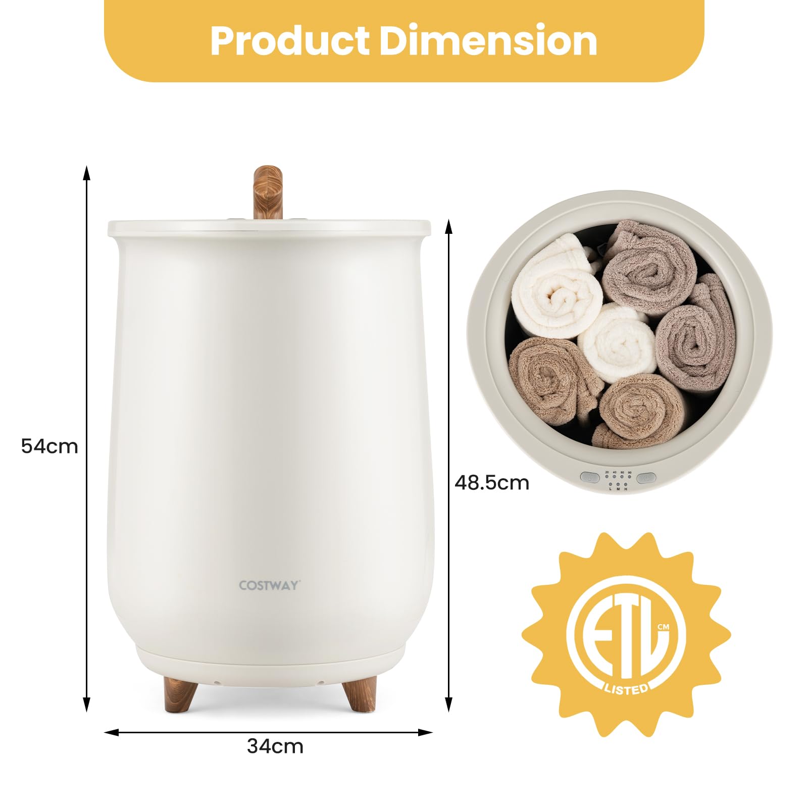 23L Large Luxury Bucket-Style Towel Warmer w/Fragrant Disc Holder
