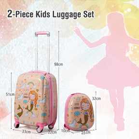 BABY JOY 2 Pieces Kids Luggage Set, Children Hard Shell Travelling Case