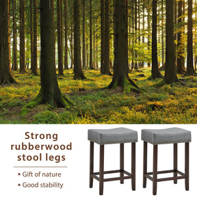 Giantex Set of 2 Saddle Bar Stools, 61cm H Backless Counter Stool, Brass Nailhead Studs