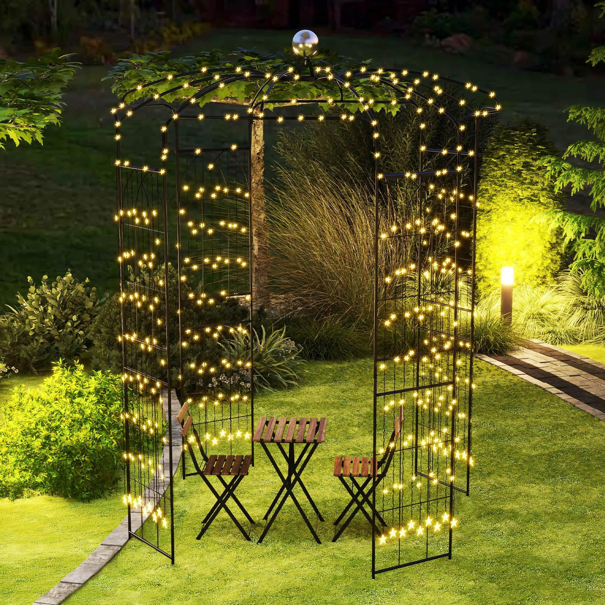 Birdcage Shape Arch,286 cm High x 206cm Wide, Heavy-Duty Wrought Metal Arbor for Climbing Plants