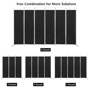 6 Panel Room Divider, 300x180CM Folding Privacy Screen with Steel Frame & Fabric Surface