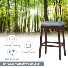 Giantex 74cm Saddle Bar Stools Set of 2, Backless Nailhead Bar Stool
