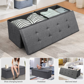 GIANTEX 38cm Fabric Folding Storage Ottoman