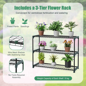 215 cm Portable Lean-to Walk-in Wall Greenhouse w/ Weatherproof PE Cover Outdoor