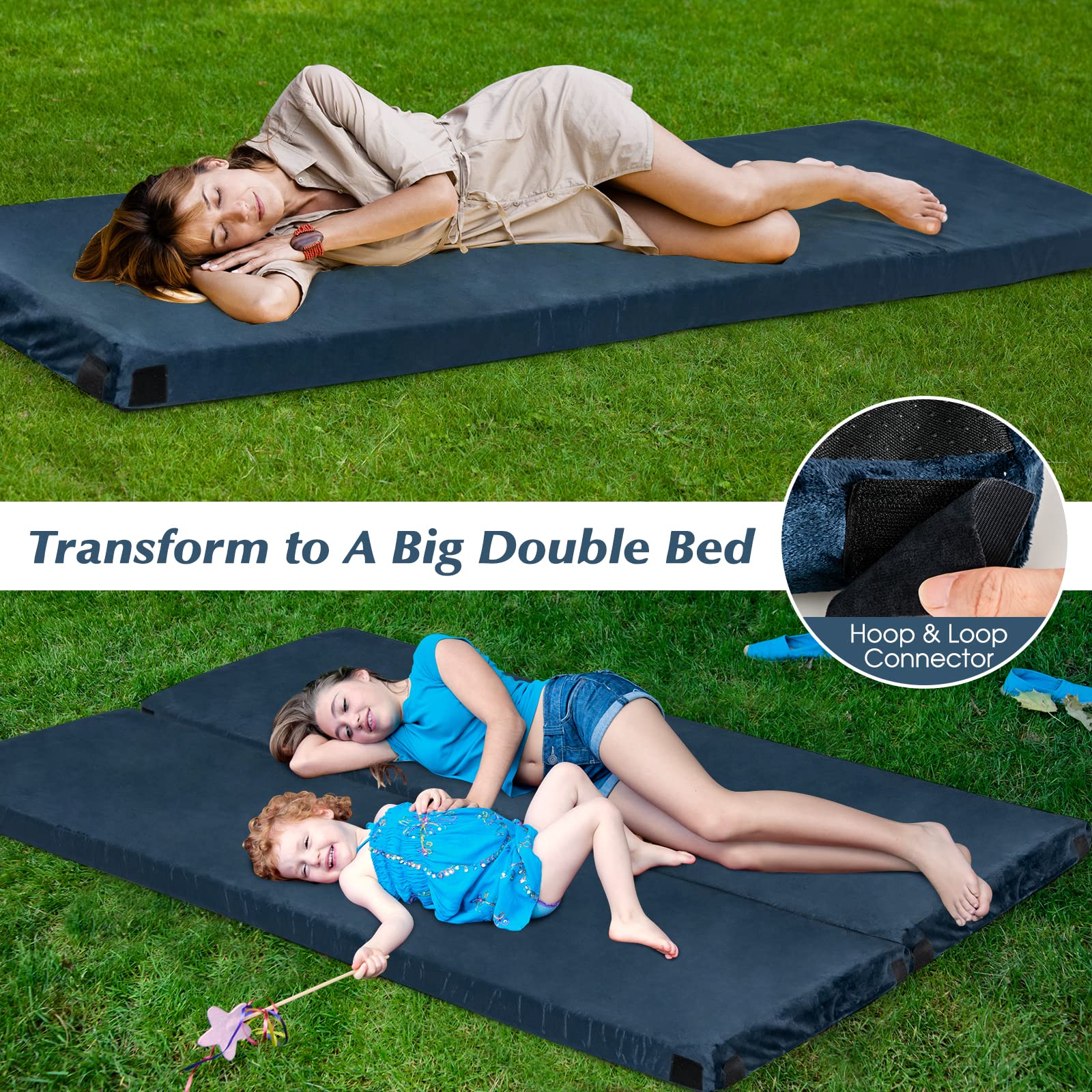 Memory Foam Camping Mattress, Foldable Floor Guest Bed for Sleepover