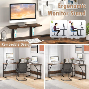 225cm L-Shaped Desk Corner Computer Desk Workstation w/Power Outlet Home Office