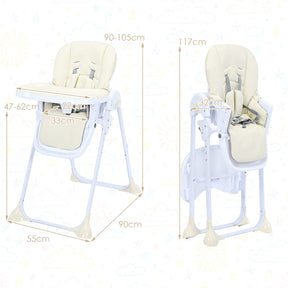 BABY JOY Baby High Chair, Folding Highchair for Toddlers w/Adjustable Height