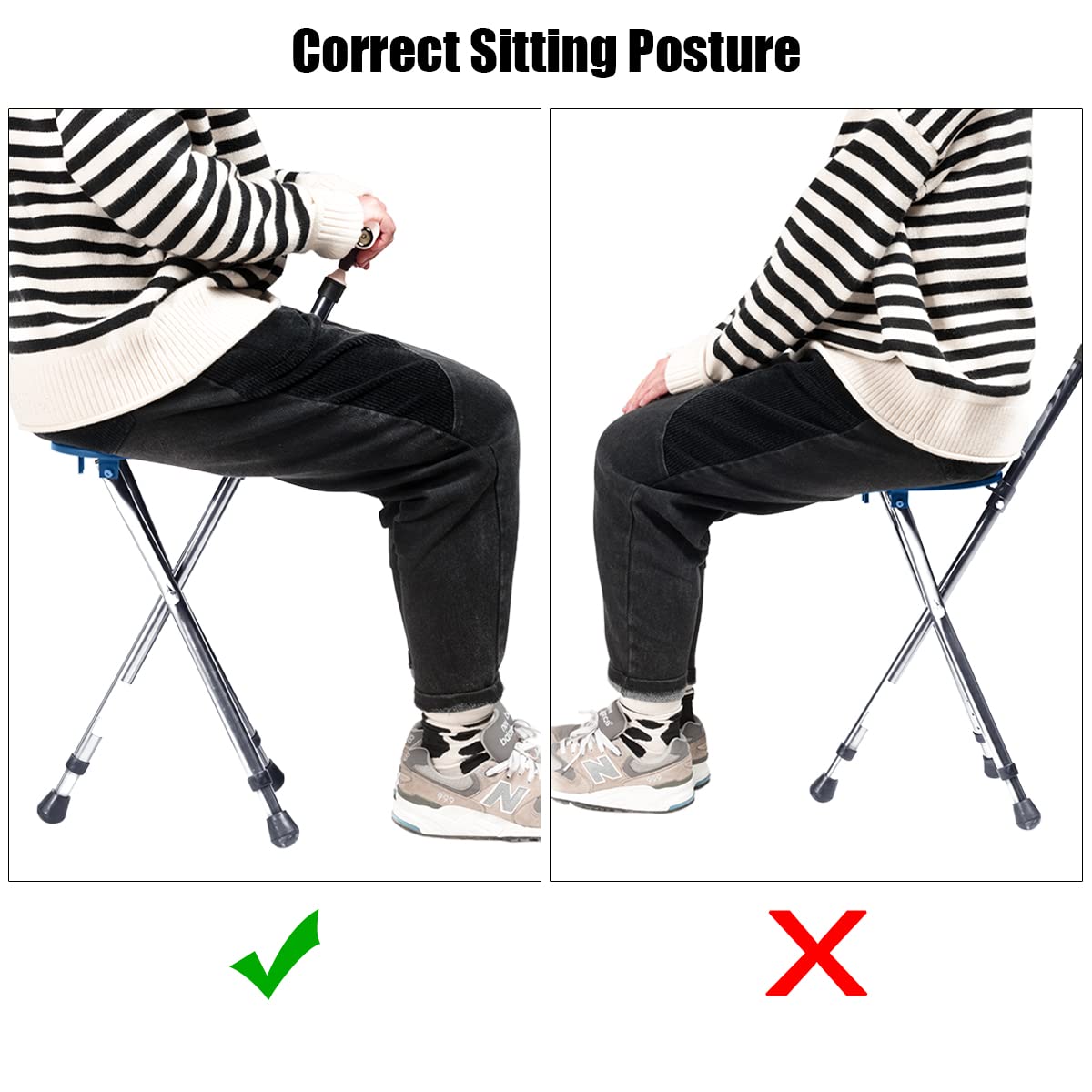 Portable Multifunctional Aluminum Crutch W/LED Light & Ergonomic Handle