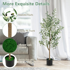 Giantex 130 cm Tall Artificial Olive Tree Set of 2, Fake Potted Trees