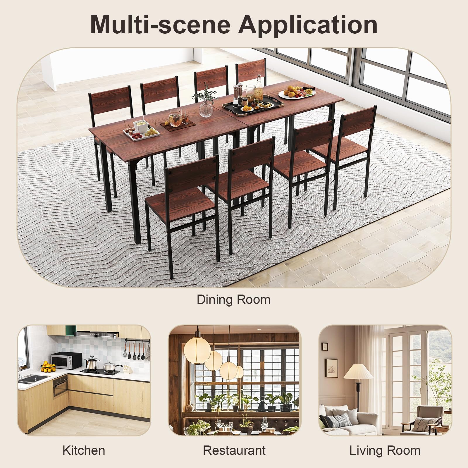 Dining Table Set for 4, Modern 5-Piece Kitchen Table & Chairs Set