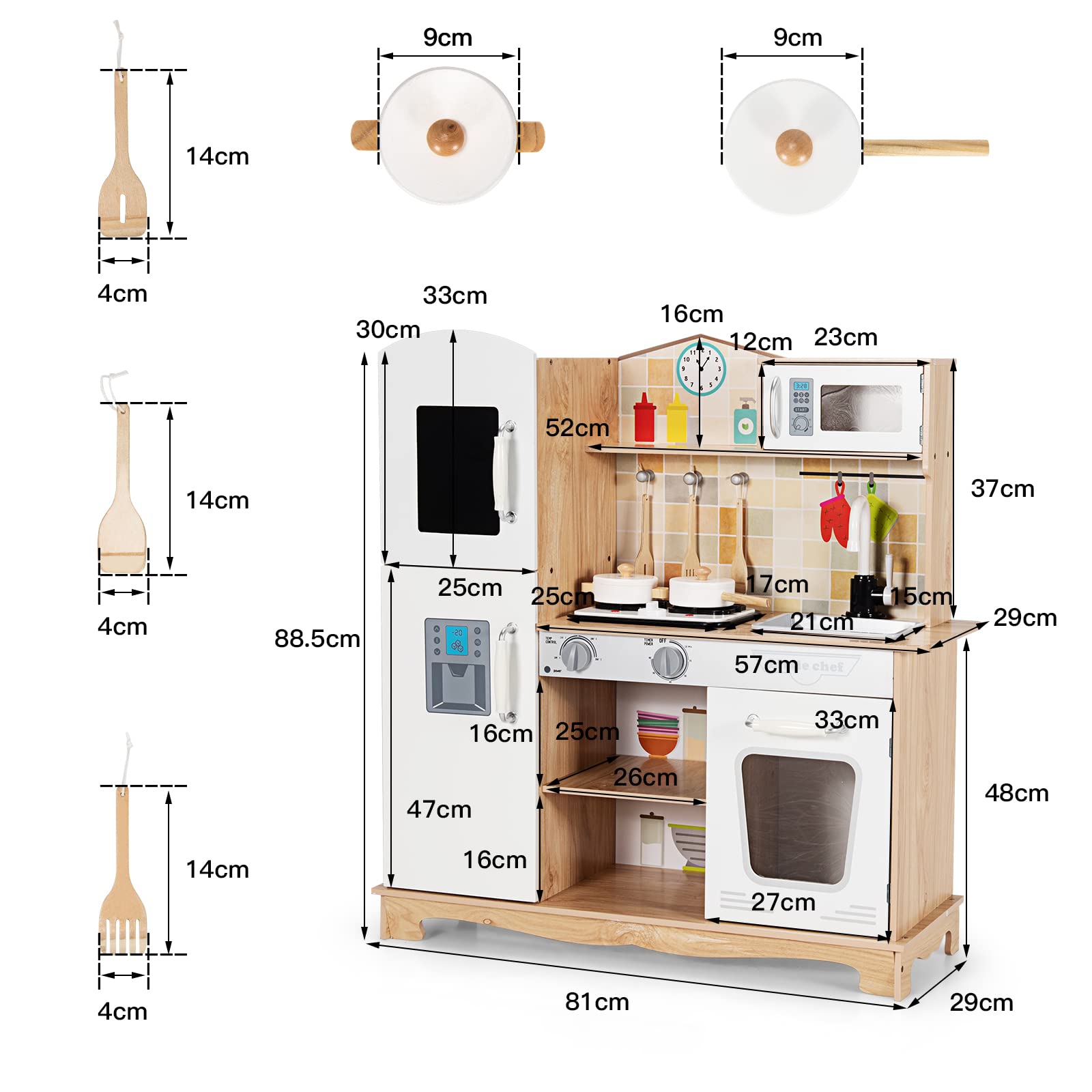 HONEY JOY Kids Kitchen Playset, Pretend Playset W/Realistic Light & Sound
