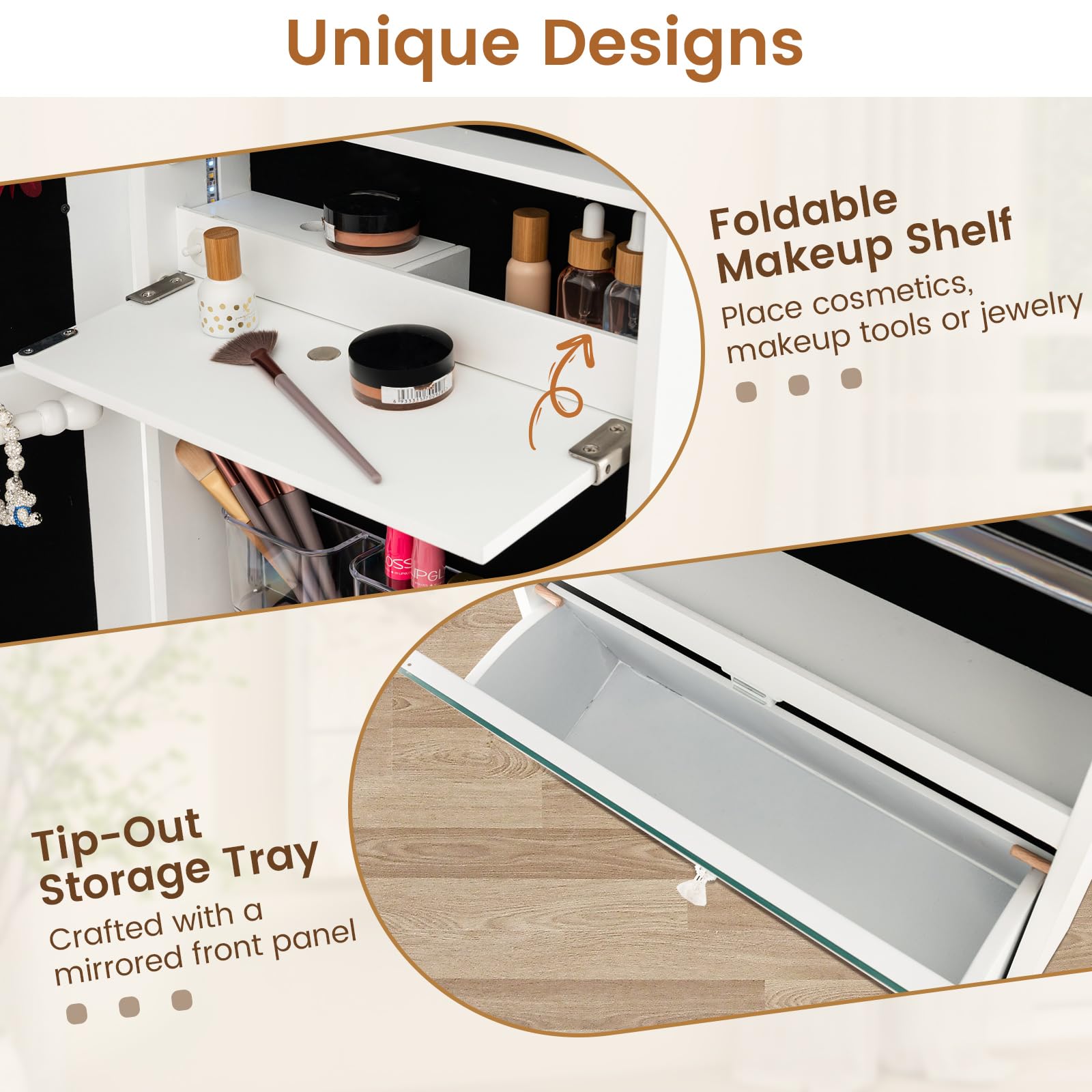 Giantex 120cm LED Jewelry Mirror Cabinet