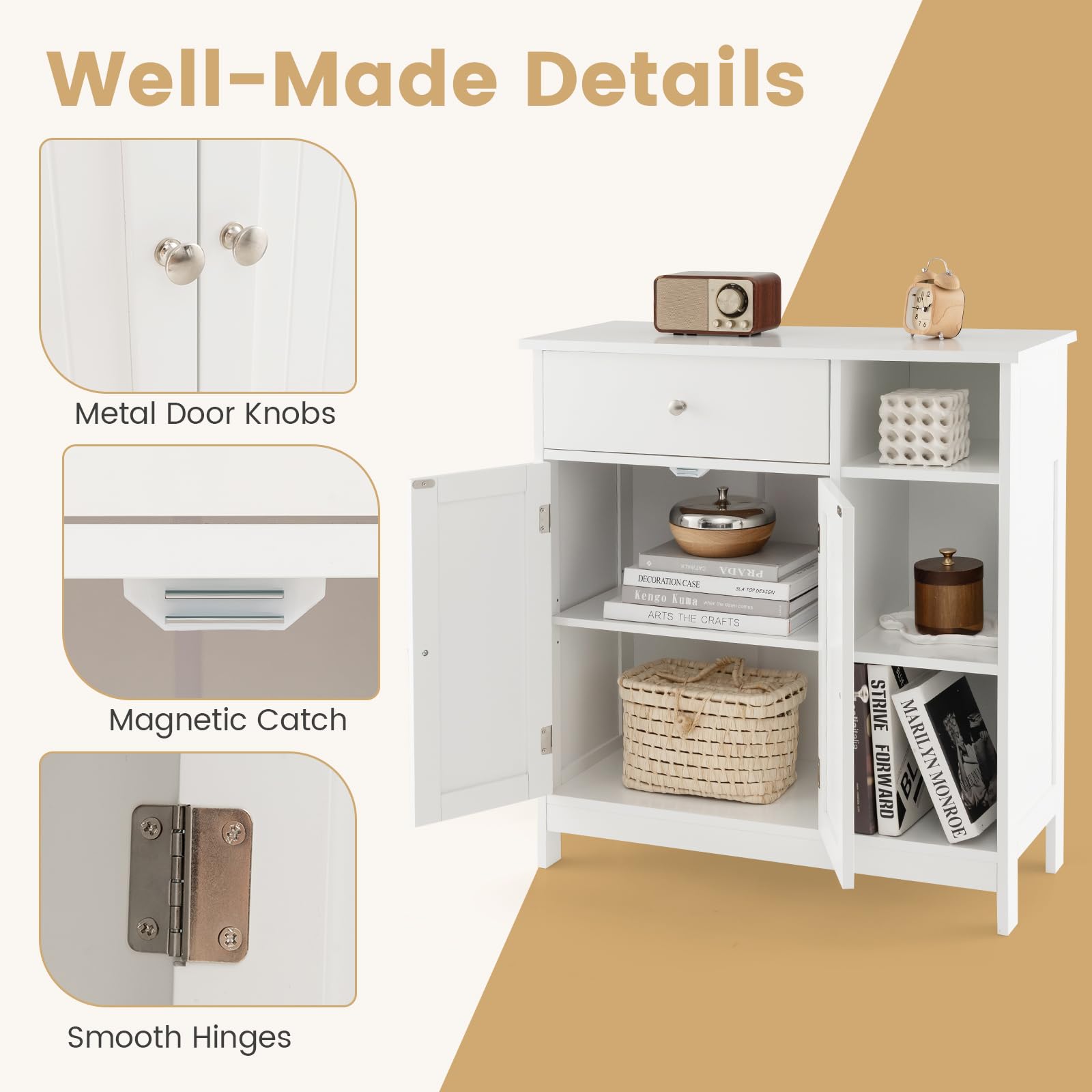 Giantex Bathroom Floor Cabinet, Freestanding Kitchen Cupboard Storage Organizer