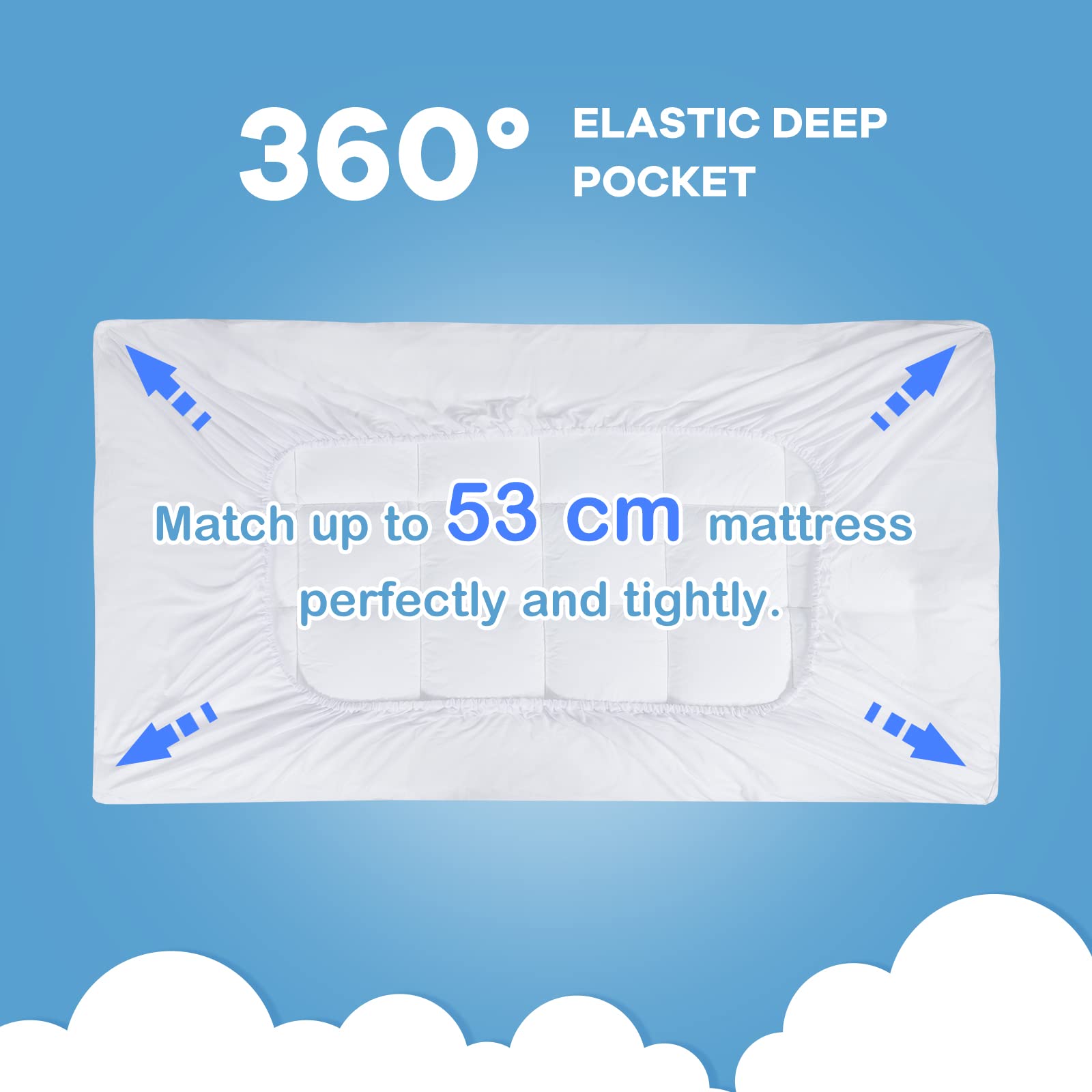 Mattress Pad Cover, Single/Double/Queen/King Size