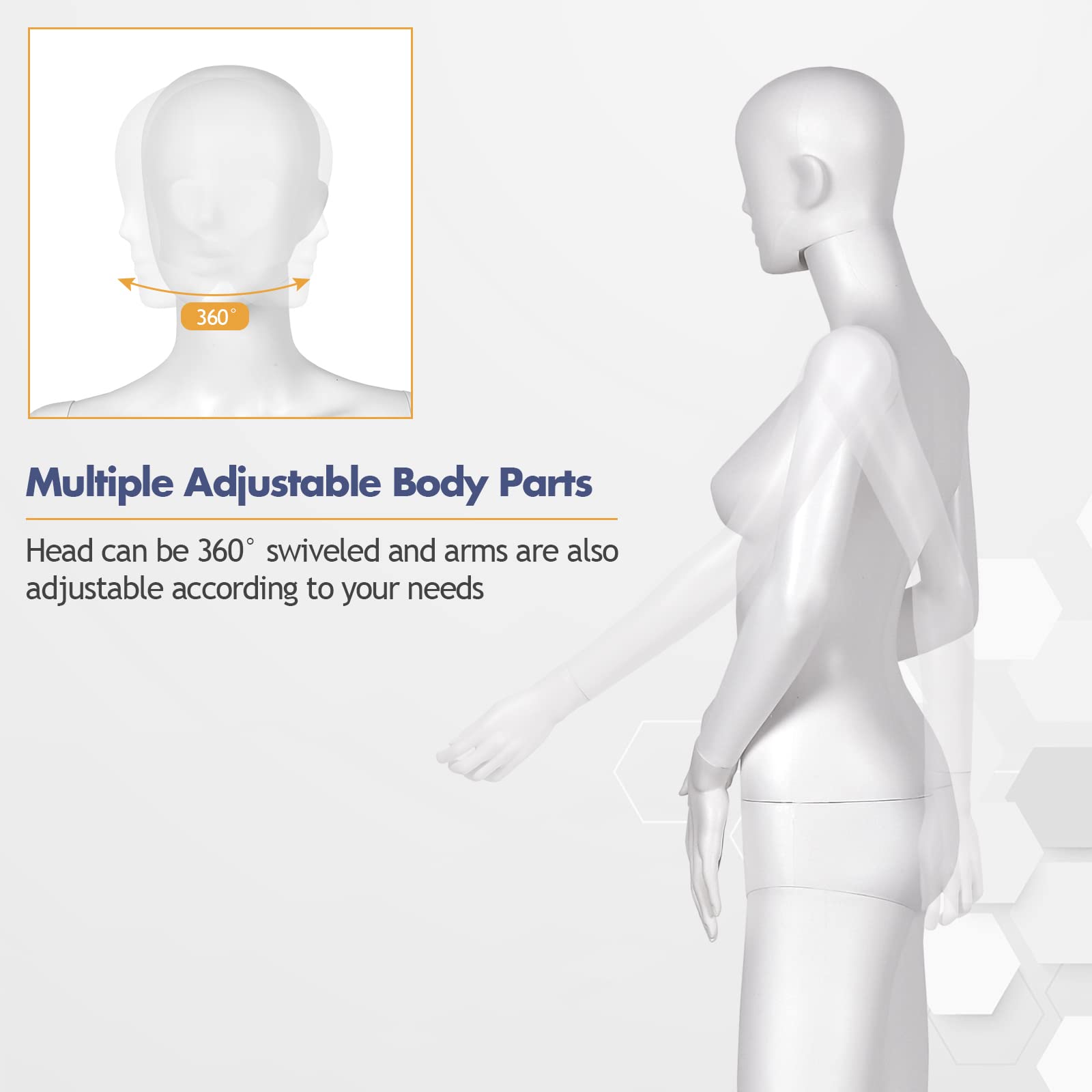 177 cm Female Mannequin, Adjustable & Detachable Manikin with Stable Iron Base