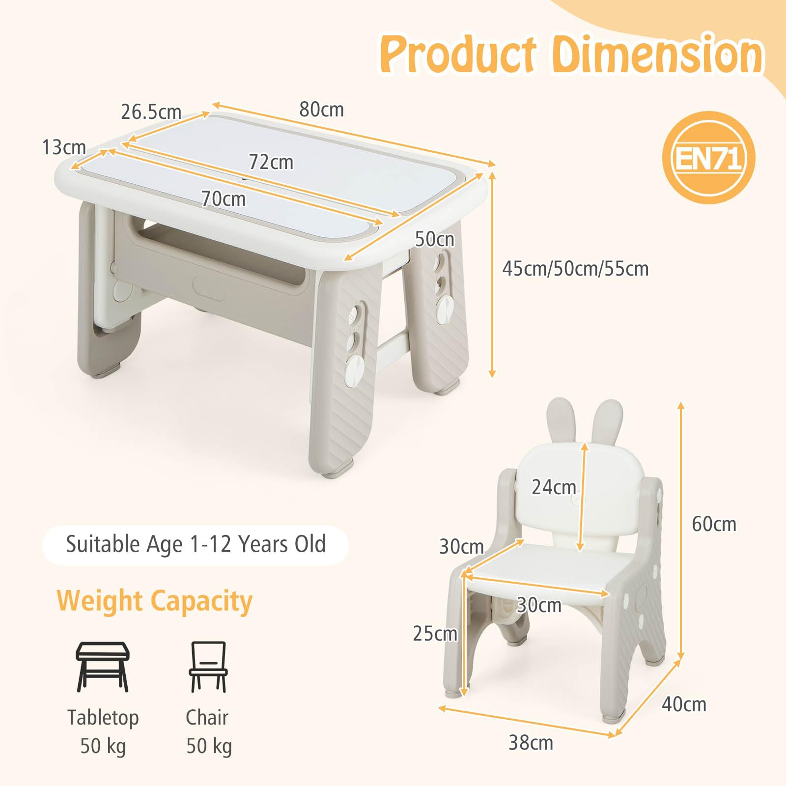 HONEY JOY Kids Table & Chair Set
