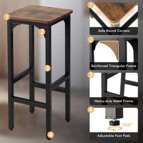 Giantex Bar Stools Set of 2, 30CM Counter Height Stools w/Black Metal Frame