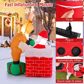 155cm Inflatable Santa Claus Climbing Chimney for Indoor/ Outdoor Party
