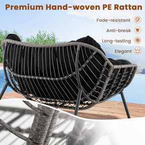 Outdoor Rocking Chair, Oversized Patio PE Wicker Egg Chair