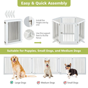 Freestanding 6-Panel Foldable Walk-Through Dog Gate Playpen