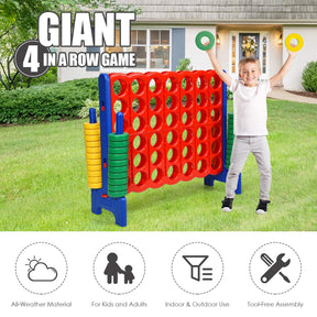 Oversized 4 in A Row Connect Game with 42 Jumbo Rings & Quick-Release Sliders