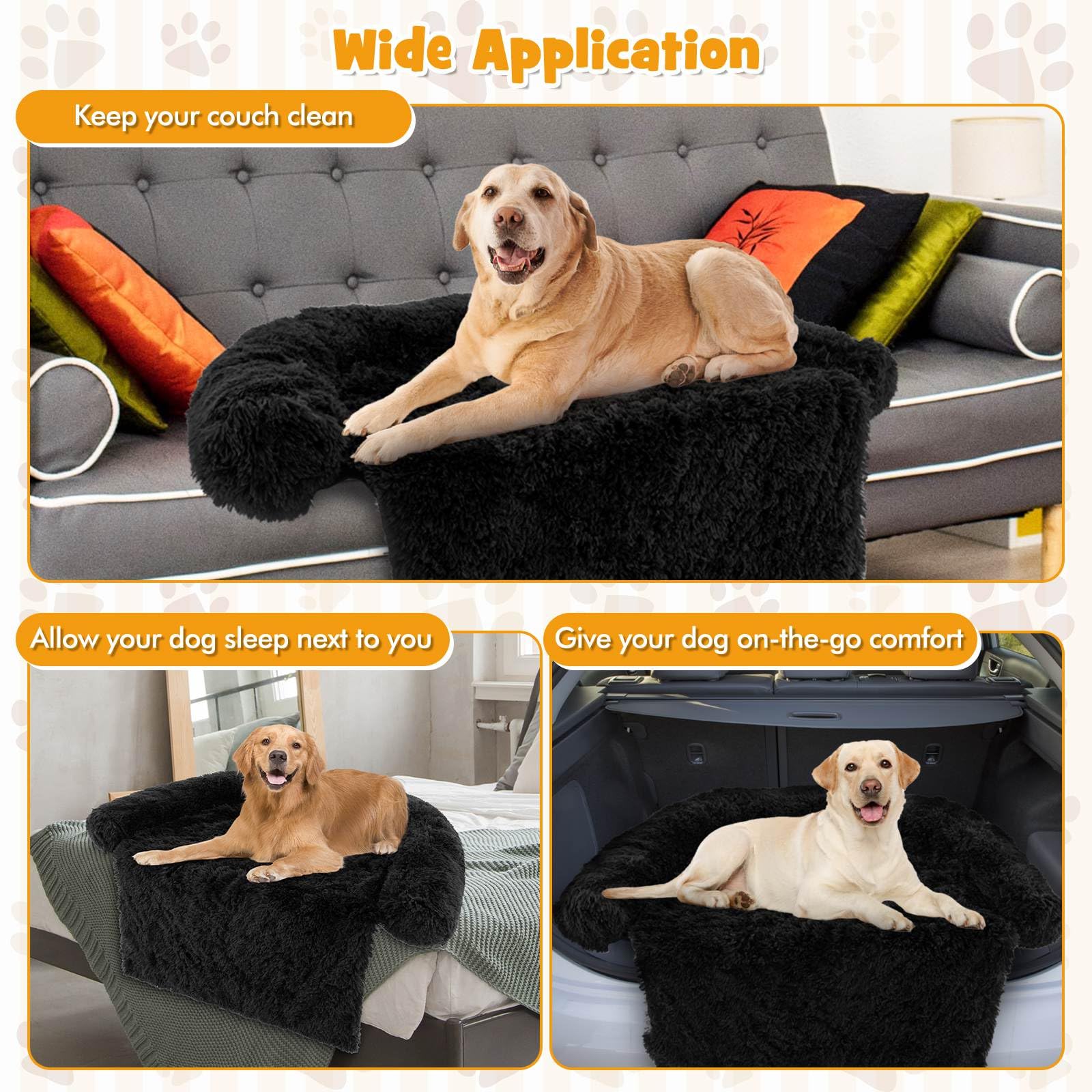 Plush Calming Dog Couch Bed, Dog Sofa Bed for Furniture Protector