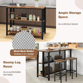 Giantex 91 cm Tall Bar Table with Storage 3-Tier Wine Bar Unit Table with Open Shelves