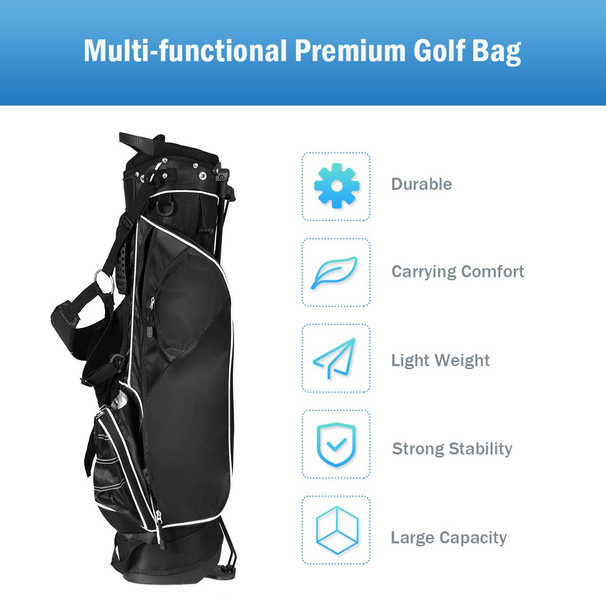 Giantex Lightweight Golf Stand Bag, Organized Golf Club Bag, Easy Carry