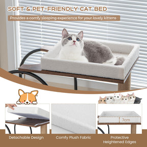 118 CM Tall Cat Tree Tower w/Metal Frame, Top Perch Cat Bed, Cat Condo, Jute Scratching Posts