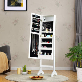 Giantex Jewelry Armoire w/Standing Full-Length Mirror, Large Storage Mirrored Jewelry Cabinet