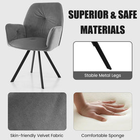 Giantex 2 PCS Swivel Accent Armchairs Modern Velvet Accent Chairs w/Metal Legs & Anti-Slip Foot Pads