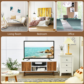 Giantex 2-Door TV Stand for Flat Screen TVs up to 50”, Entertainment Center w/Open Storage Shelf