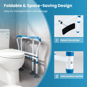 Toilet Safety Rail for Elderly, Stand Alone Toilet Safety Frame w/Adjustable Height