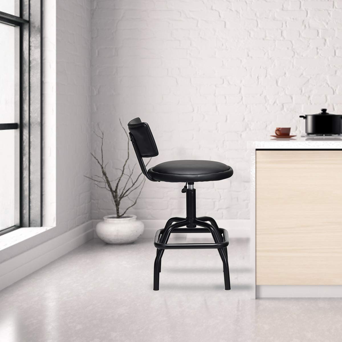 Giantex Adjustable Height Bar Stool, 360 Degree Swivel barstool, Black