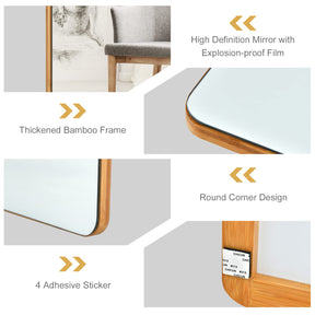 Giantex Full Length Mirror, Over The Door Mirror, Rectangle Wall Mounted Mirror w/ Bamboo Frame & Round Corners