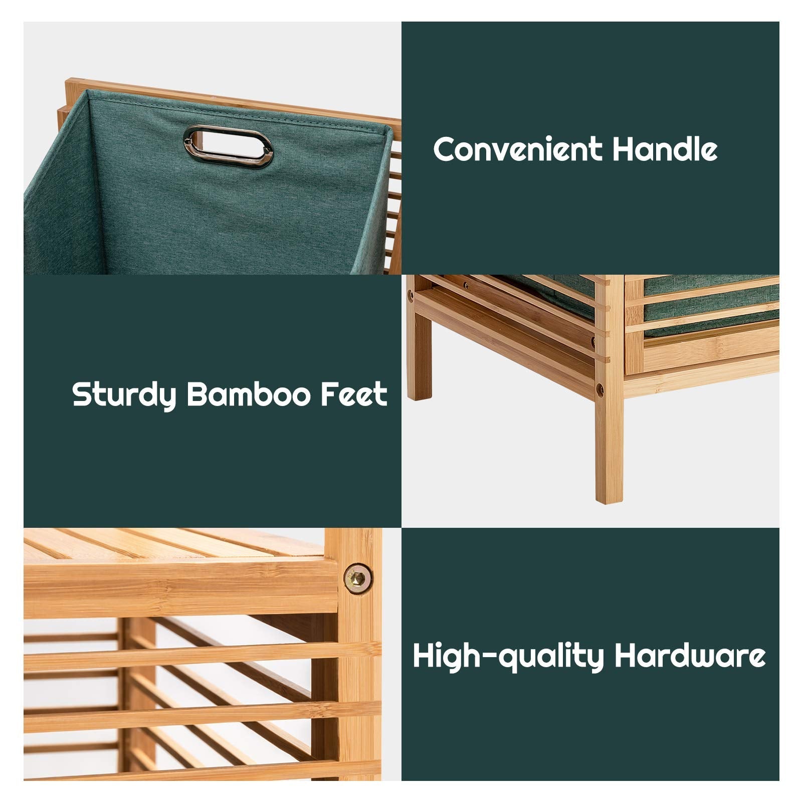 Giantex Tilt-out Laundry Hamper, Bamboo Wood Laundry Shelf Cabinet, Space-saving Laundry Hamper