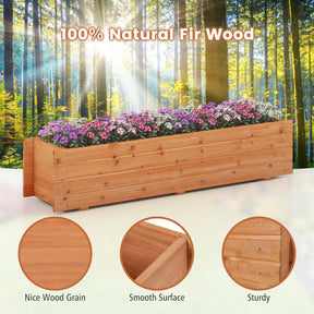Raised Garden Bed, Fir Wood Planter Box with 2 Drainage Holes & 3 Added Bottom Crossbars