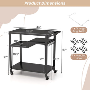 Giantex Three-Shelf Outdoor Cooking Prep Table with Garbage Bag Holder