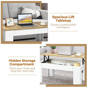 Giantex Lift Top Coffee Table, w/Hidden Storage Compartment, Cocktail Table, w/Lift Tabletop for Living Room Reception Room