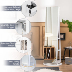 Giantex 161CM(H) Jewelry Armoire with Full Length Mirror 360° Swivel, 3-Color LED lights