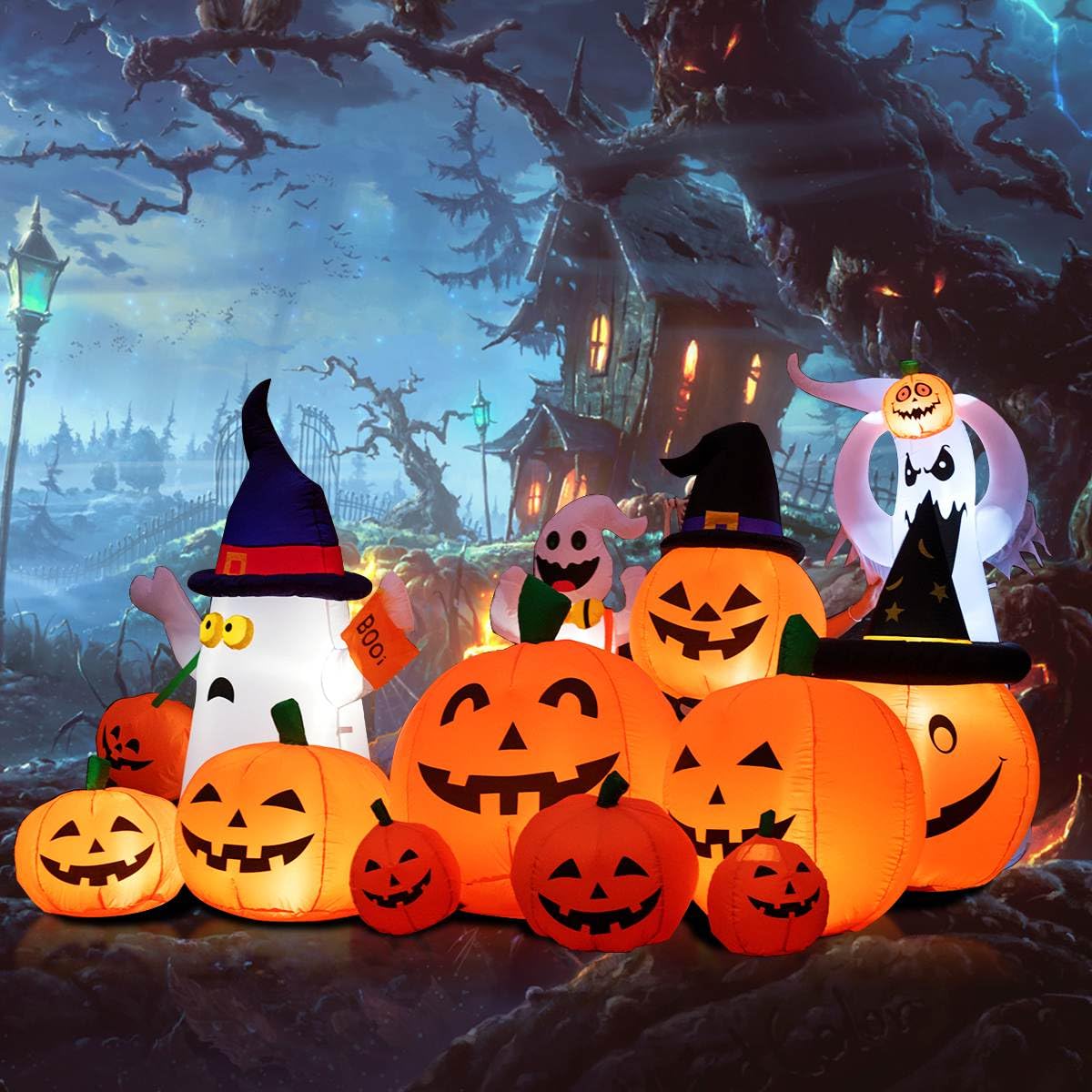 2.3M Halloween Inflatable Pumpkin Patch for Indoor Outdoor