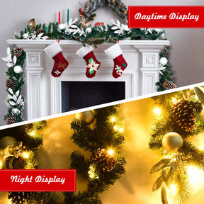 2.7M Christmas Garland, Pre-lit Xmas Pine Garland